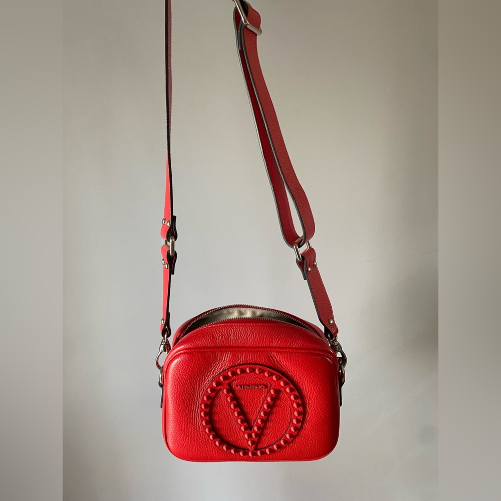 Valentino Red Leather Crossbody Camera Bag